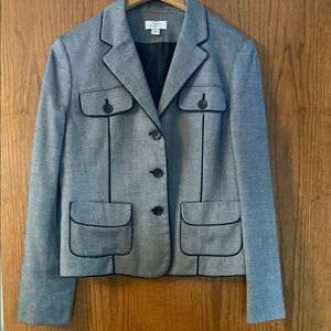 Ann Taylor Loft Gray Suit with Black Trim